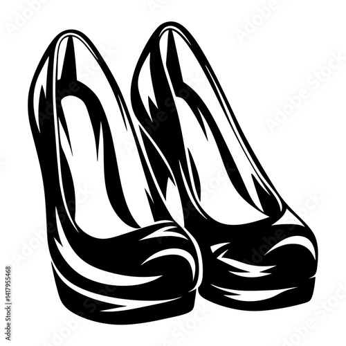 Elegant pair of monochrome stiletto heel shoes for fashionable women apparel