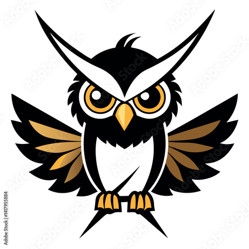A cartoon owl in flight, showcasing a powerful pose. photo
