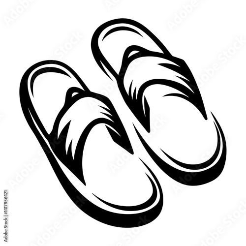 Two black and white flip flops ideal for the beach vacation