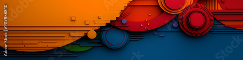 Obraz na płótnie Abstract colorful landscape image with geometric shapes. w salonie