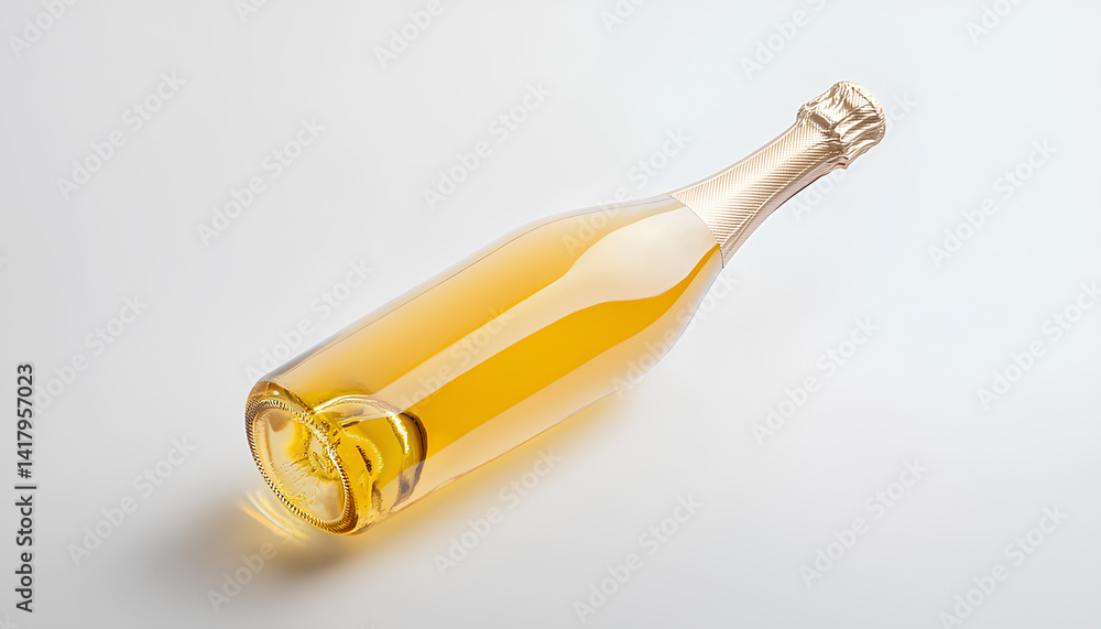 Fototapeta premium One bottle of champagne highlighted on white