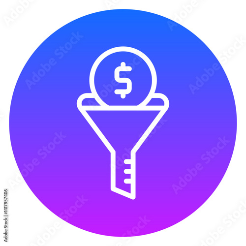 Minimalist Line Art Sales Funnel Gradient Circular Icon