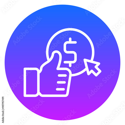 Minimalist Line Art Cost Per Click Gradient Circular Icon