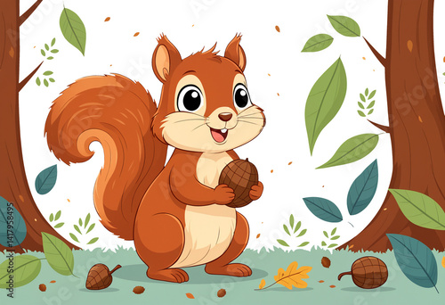 cute cartoon squirrel holdi...