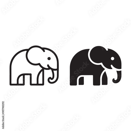 Elephant pair outlined and filled