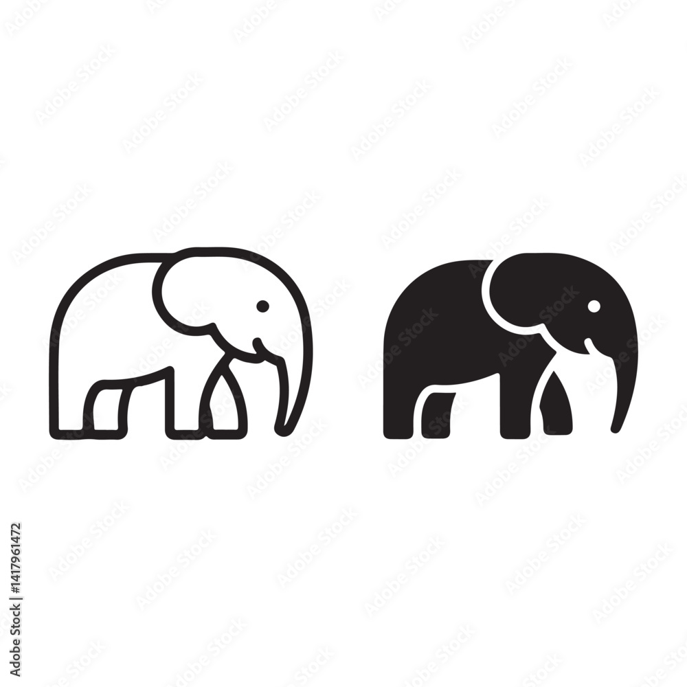 Fototapeta premium Elephant pair outlined and filled