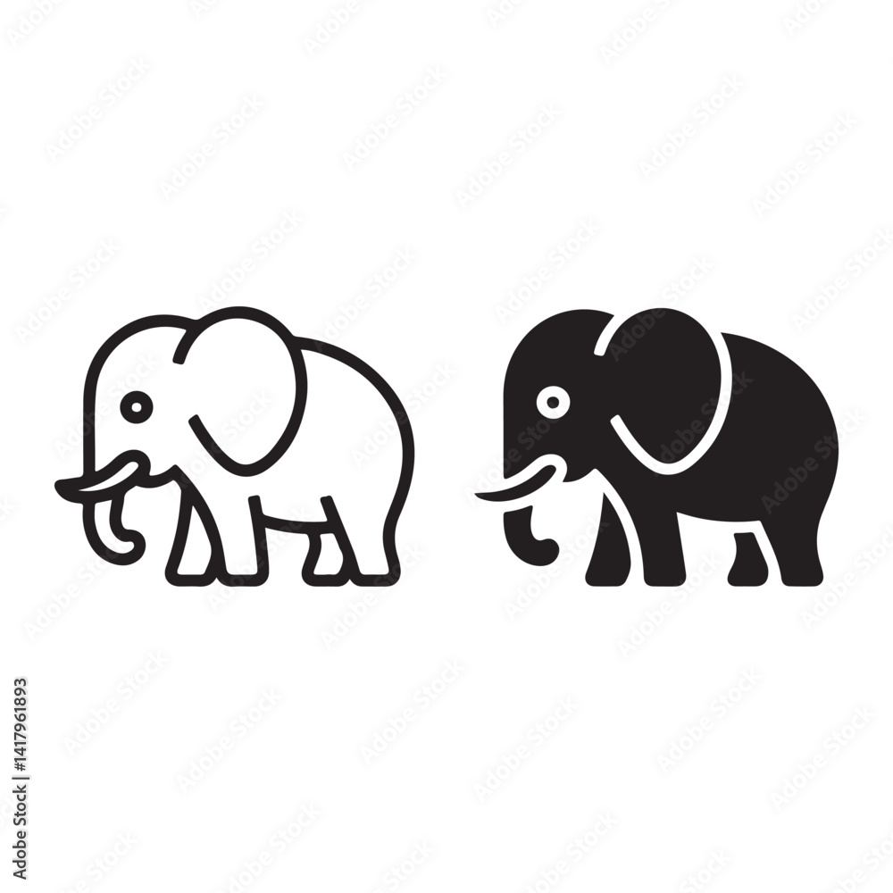 Fototapeta premium Elephant pair outlined and filled