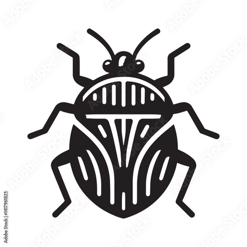 Secretive Stink Bug silhouette, an insect lurking with its stinky defense – Stink Bug illustration – Stink Bug vector – Insect silhouette

