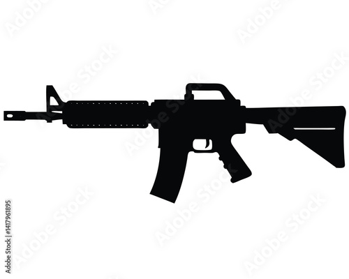 M4A1 silhouette vector isolated on white background