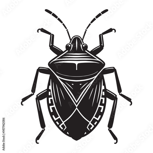 Defiant Stink Bug silhouette, standing its ground with its stinky weapon – Stink Bug illustration – Stink Bug vector – Insect silhouette

