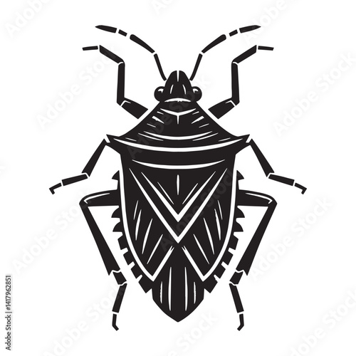 Intriguing Stink Bug silhouette, an insect known for its pungent defense – Stink Bug illustration – Stink Bug vector – Insect silhouette


