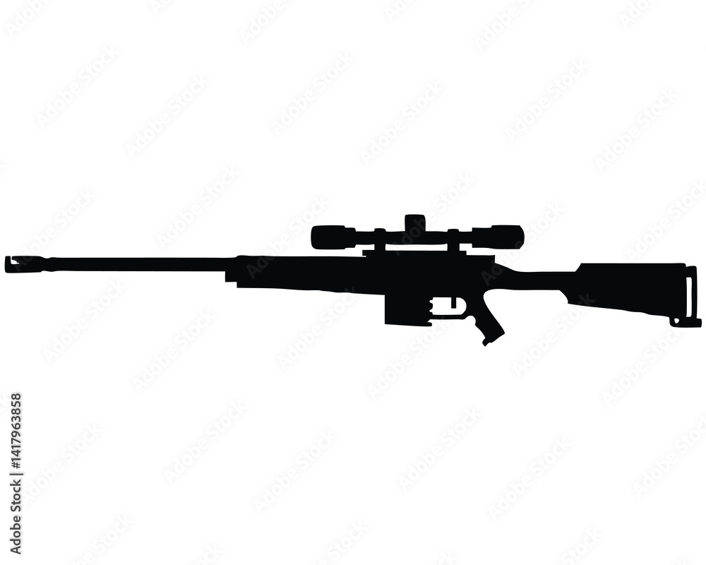 Sniper rifle silhouette vector isolated on white background Sniper rifle silhouette vector isolated on white background