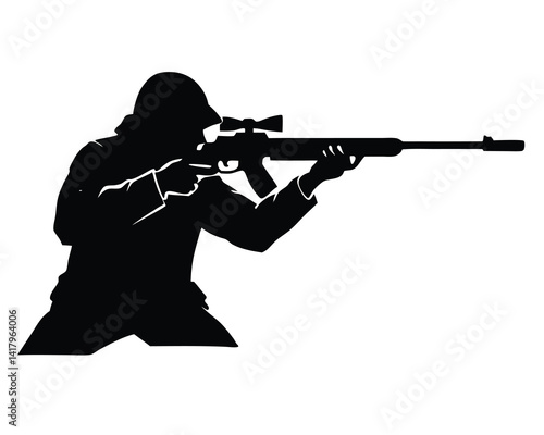 snipper silhouette vector isolated on white background
