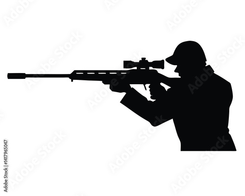 snipper silhouette vector isolated on white background