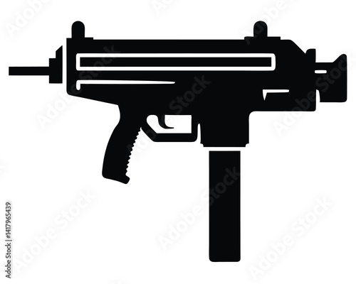 Uzi silhouette vector isolated on white background