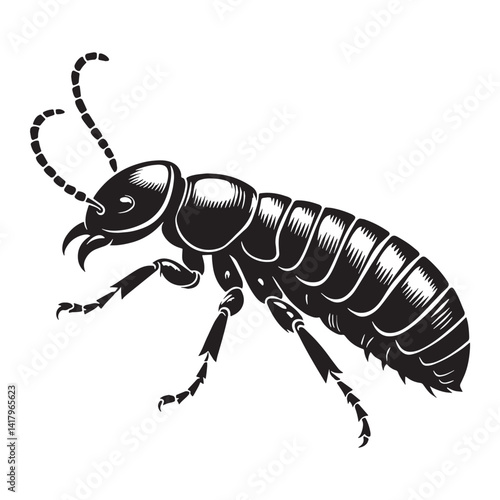 Relentless Termite silhouette, constantly eating away at wood – Termite illustration – Termite vector – Insect silhouette

