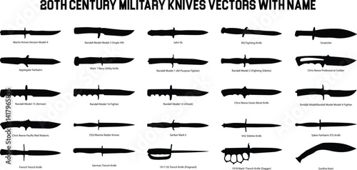 20th Century Military Knife vectors world war knives and daggers silhouette images