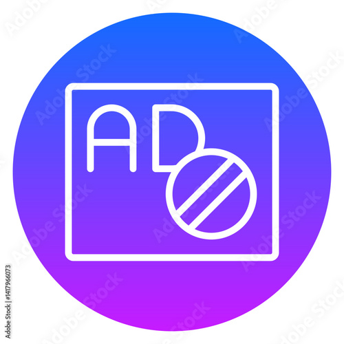 Minimalist Line Art Ad Blocker Gradient Circular Icon