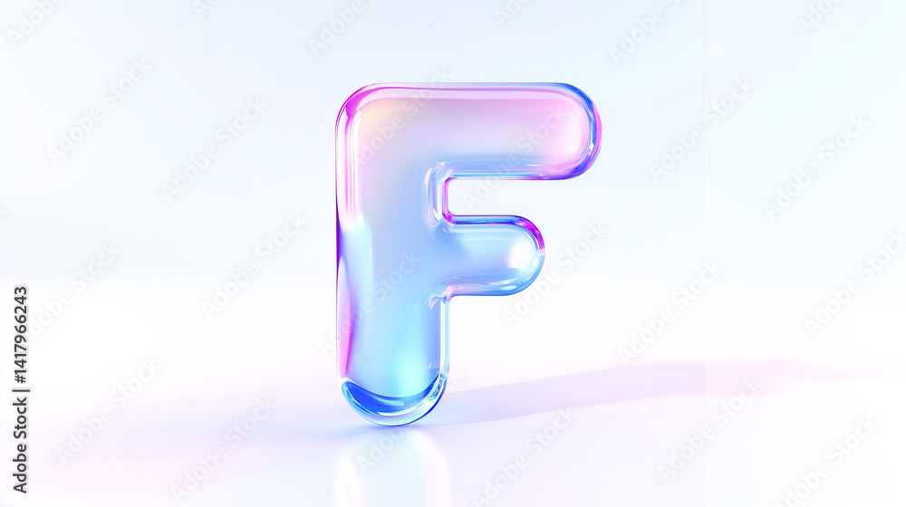 A translucent and iridescent letter A translucent and iridescent letter