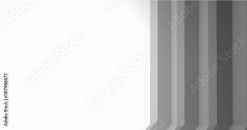 A vector illustration of a portion of a white wall with a series of angled, recessed panels along the right side. The panels create a geometric pattern of converging lines and varying shades of gray 