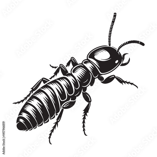 Termite silhouette, a destructive force in the wood – Termite illustration – Termite vector – Insect silhouette

