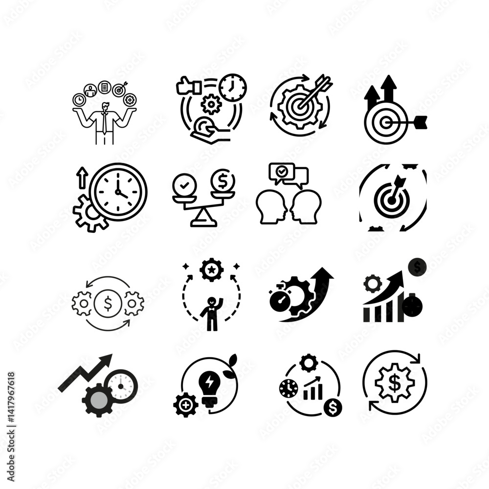 Efficiency concept with gear icons and speed symbols, representing productivity, optimization, performance, time-saving, and streamlined operations. Efficiency concept with gear icons and speed symbols, representing productivity, optimization, performance, time-saving, and streamlined operations.