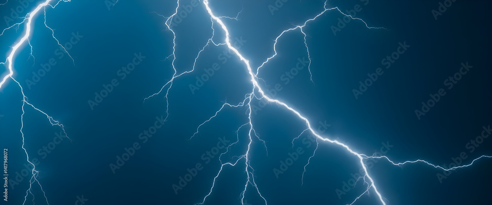 Fototapeta premium lightning bolt strikes across a dark blue sky