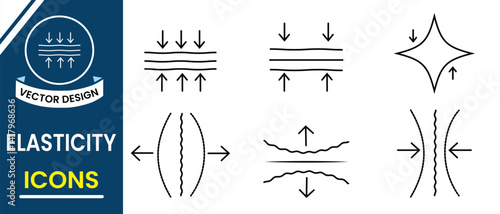 Elastic icon vector set. Elasticity, Flexibility icon. Elastic material, flexibility, flexible, jump, object, resilience sign symbol design. High elasticity icon, high-waisted Vector illustration.  