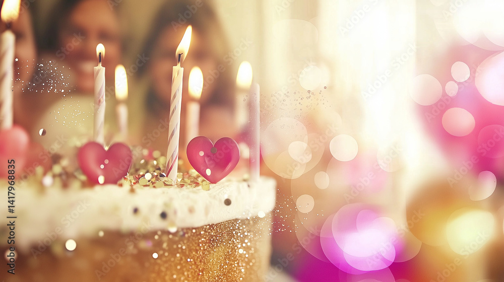 An abstract image featuring birthday and party elements close up in vibrant colors.