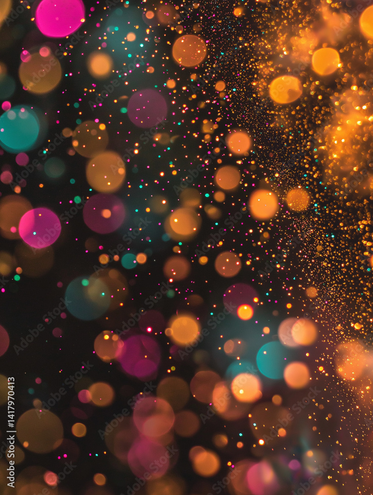 An abstract image featuring birthday and party elements close up in vibrant colors.
