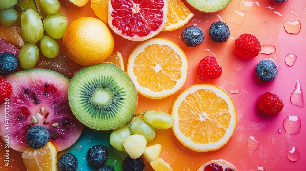 Fresh citrus and berries floating in pink punch Fresh citrus and berries floating in pink punch