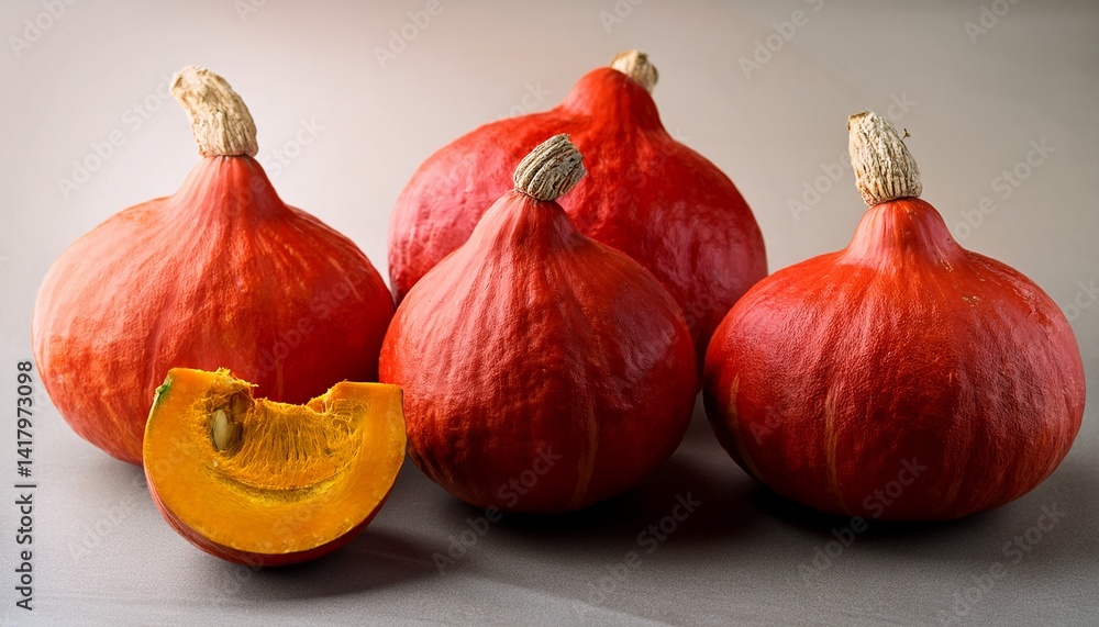 Obraz premium Red Kuri Squash or Hokkaido Pumpkin