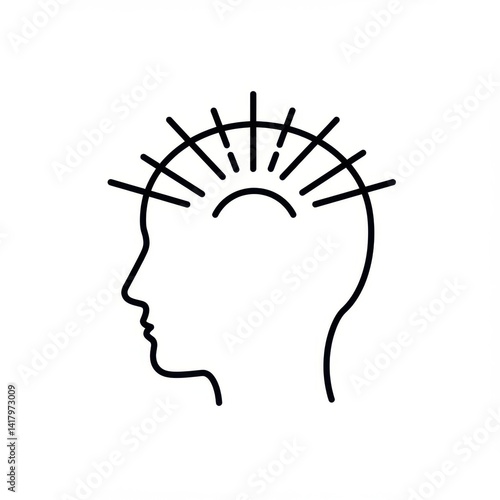 Thin Line Icon of a Headache