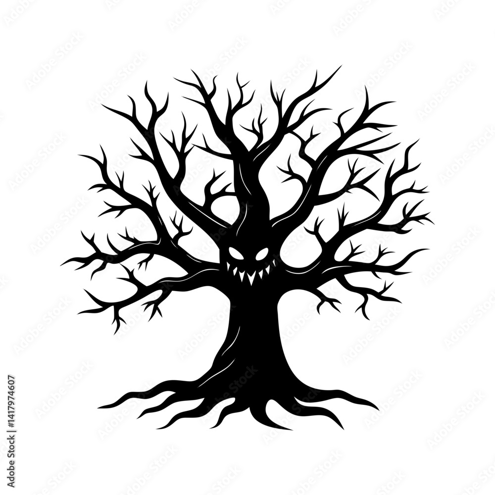 Obraz premium Spooky Tree Silhouette vector illustration
