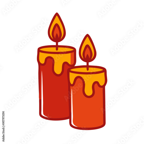 *"Candle icon in simple linear style, black and orange, Halloween spooky light symbol on white background with copy space"*  