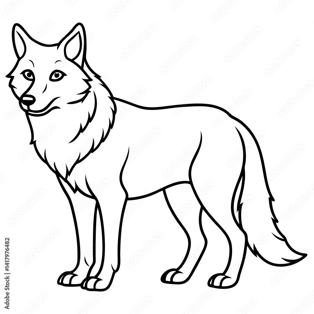 Fototapeta premium Minimalist Wolf Line Art Vector