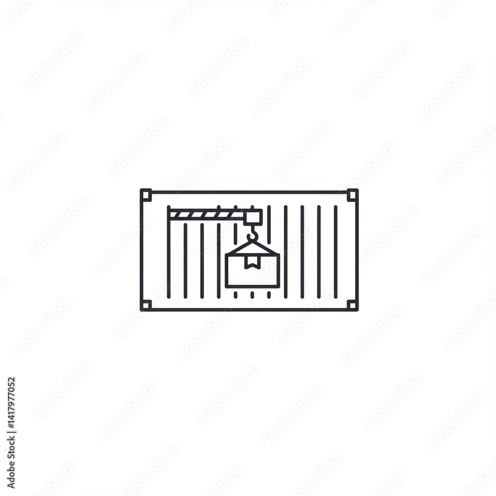 Obraz premium Crane and Shipping Container Icon: Logistics and Delivery Symbol