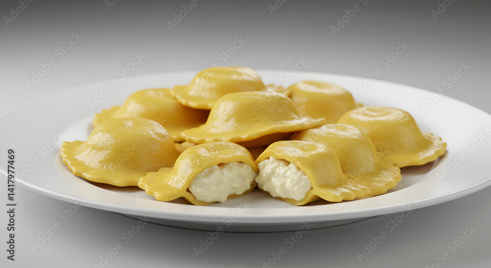 Delicious Cream Cheese Ravioli Ready To Be Served On White Plate Delicious Cream Cheese Ravioli Ready To Be Served On White Plate
