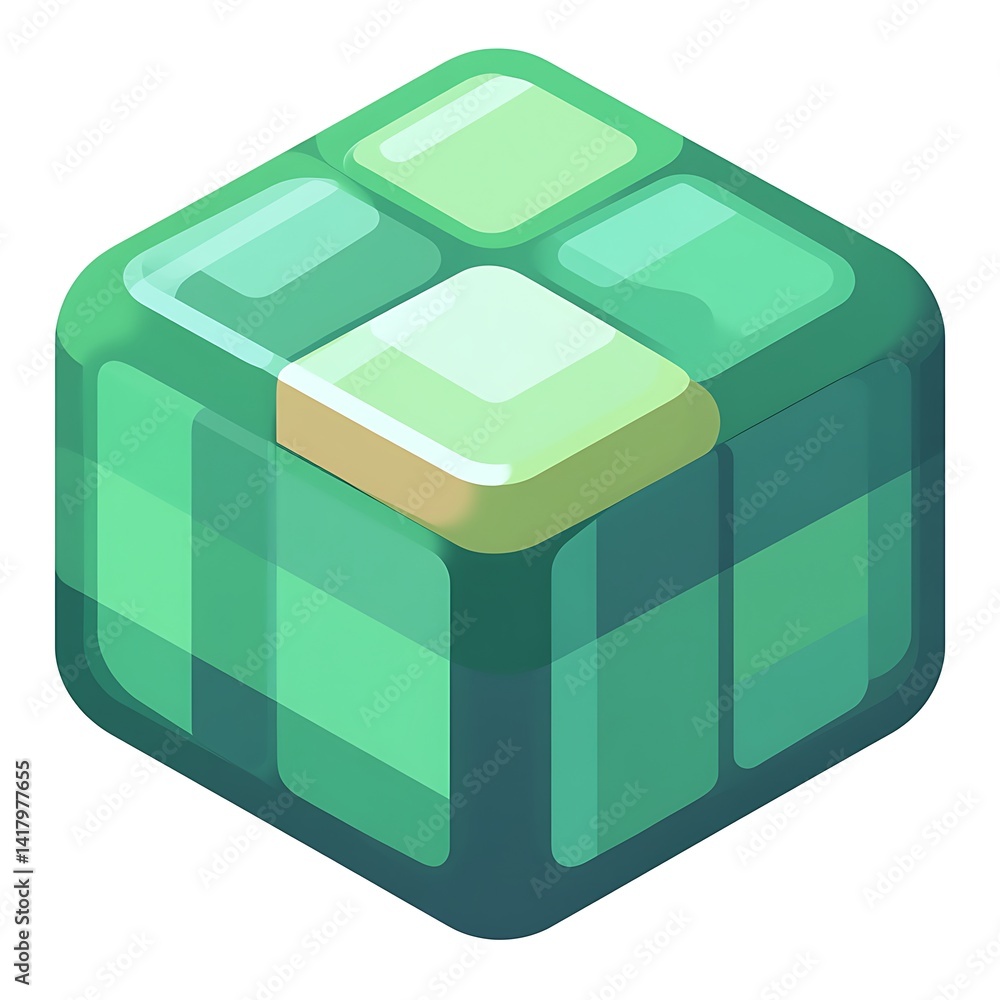 Fototapeta premium A Geometric Render Depicting a Green Cuboid with Rounded Edges