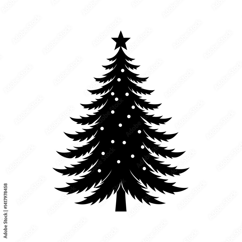 Obraz premium Simple Christmas Tree Silhouette vector illustration