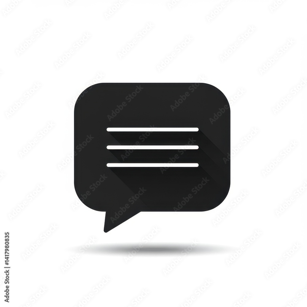 Speech Bubble Icon with Sharp Corners and Shadow Speech Bubble Icon with Sharp Corners and Shadow