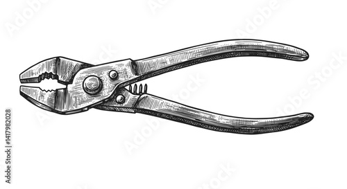 Vintage pliers tool illustration on white background