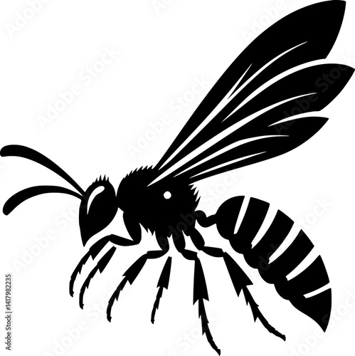 Silhouette of a Flying Wasp