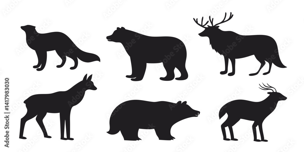 Fototapeta premium set of animals silhouettes
