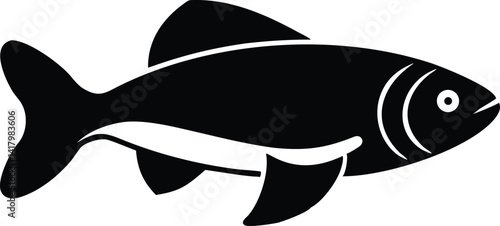 Fish Silhouette Vector – Minimal Outline Aquatic Animal Illustration

