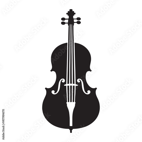 Lyrical Cello silhouette, producing a sound of timeless elegance – Cello illustration – Cello vector – Musical instrument silhouette

