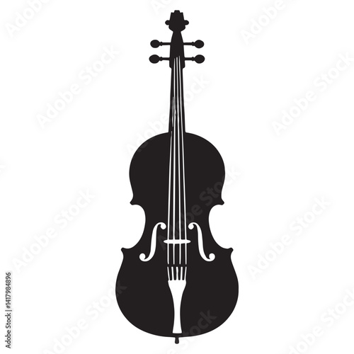 Majestic Cello silhouette, the backbone of chamber music – Cello illustration – Cello vector – Musical instrument silhouette

