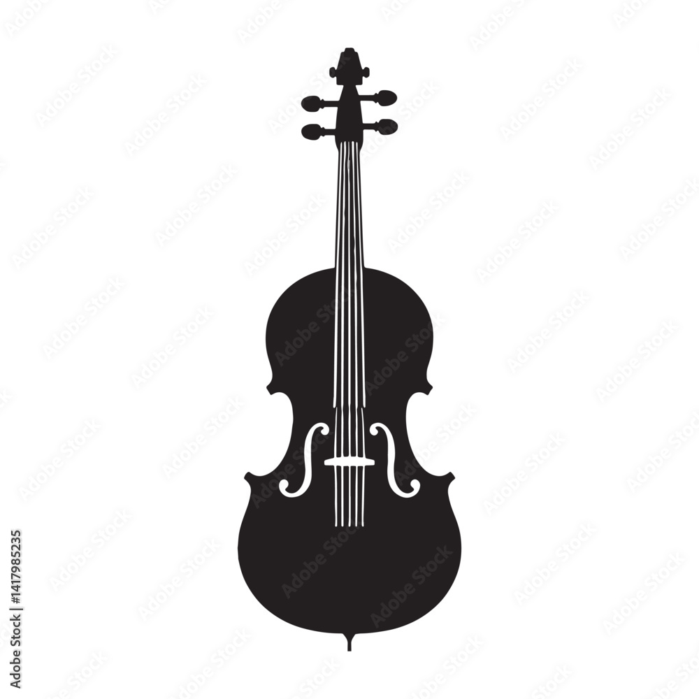 Fototapeta premium Elegant Cello silhouette, resonating with melodic harmony – Cello illustration – Cello vector – Musical instrument silhouette