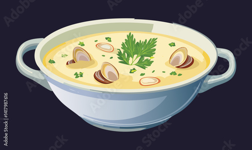 bowl of mushroom soup - Vector illustration