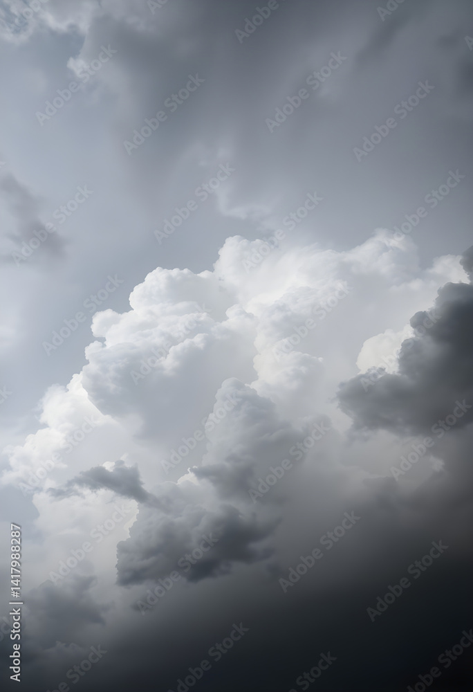 Obraz premium plane flying through a cloudy sky on a cloudy day